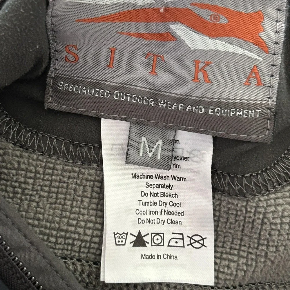 Sitka Softshell Vest Mens Medium Black Gore Windstopper Full Zip Hunting